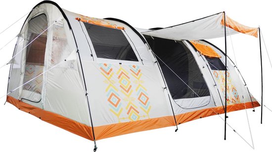 Skandika Gotland 6 Tent – Tunneltenten – 6 persoons campingtent – Kamperen - 210 cm stahoogte - Muggengaas – Familietent - Deelbare slaapcabine – 540 x 450 x 210 cm (L x B x H) - 5000 mm waterkolom – Outdoor, Camping, Tuin – Boho Design van Skandika
