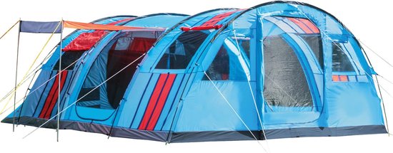 Skandika Gotland Tunneltent voor 6 personen, grote familietent in racing-design, ingenaaide tentbodem, waterdicht, 5000 mm waterkolom, slaapcabine met scheidingswand, muggennet (let op, komt met kleurfouten) van Skandika