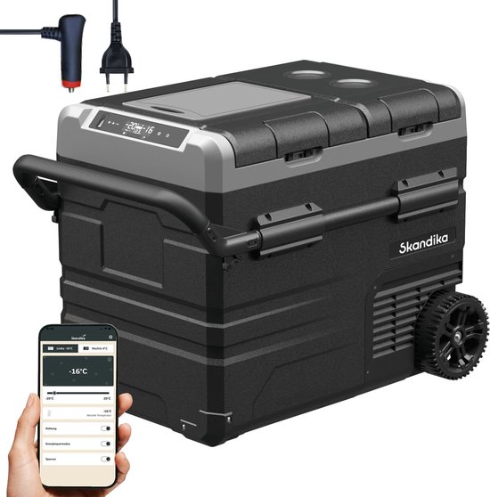 Skandika koelbox Routa 45 L - Koelbox +20 ° tot -20 °C | App-bediening, 2-zone compressor, auto-koelkast met 2 vakken, stil, eco-modus | Camping koelkast voor auto, vrachtwagen, bus, camper van Merkloos