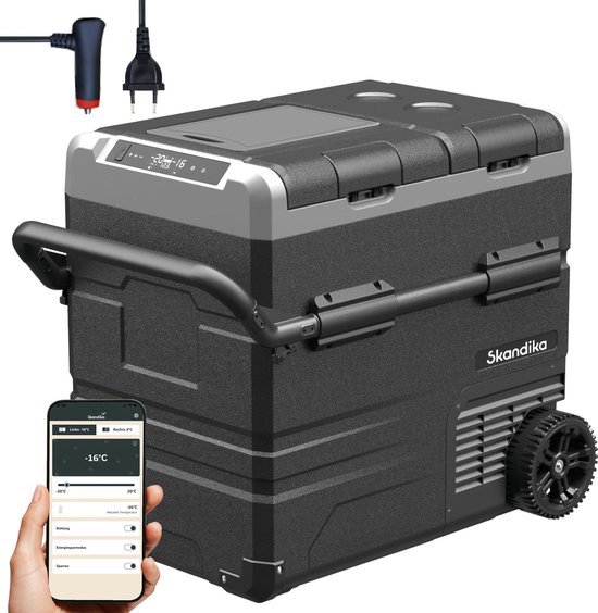 Skandika koelbox Routa 55 L - Koelbox +20 ° tot -20 °C | App-bediening, 2-zone compressor, auto-koelkast met 2 vakken, stil, eco-modus | Camping koelkast voor auto, vrachtwagen, bus, camper van Merkloos