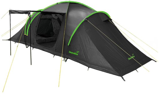 Skandika koepeltent Daytona 6 XL Protect - Tent voor 6 personen, 3 donkere slaapcabines, ingenaaide tentvloer, waterdicht, 2 m stahoogte, 3000 mm waterkolom | Kamperen, kampeertent van Merkloos