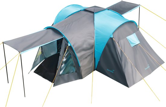 Skandika koepeltent Hammerfest 4 Plus - Kampeertent voor 4 personen, 2 m stahoogte, 2 slaapcabines, 2 ingangen, muskietennetten, waterdicht, 3000 mm waterkolom | Outdoor, kampeertent, familietent (4 Plus) van Merkloos