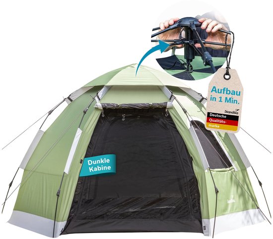Skandika Koepeltent Namsos 2 Sleeper Protect Quick-Start - Tent voor 2 personen, snelle opbouw in 1 min, donkere slaapcabine, 3000 mm waterkolom, UPF 100+ | Kamperen, Festival, Outdoor van Merkloos