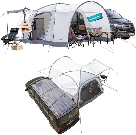 Skandika Koepeltent Pitea 4 Flex Protect Bundle met van-slot - campingtent voor 4 personen, met slot voor bestelwagen, ingenaaide tentbodem, waterkolom 5000 mm, UPF 50+, tent, camping, outdoor van Merkloos