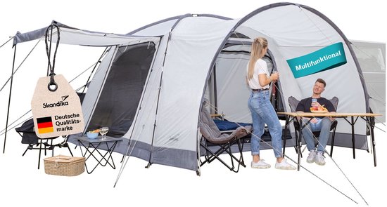 Skandika Koepeltent Pitea 4 Flex Protect Bundle met van-slot Plus - campingtent voor 4 personen, met slot voor bestelwagen, ingenaaide tentbodem, waterkolom 5000 mm, UPF 50+, tent, camping, outdoor van Merkloos