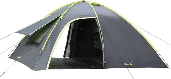 Skandika koepeltent Vaasa voor 4 personen - Compacte tent, waterdicht, 3000 mm waterkolom, zilvercoating, 2 ingangen, donkere cabine, 195 cm stahoogte | kampeertent voor kamperen, festival, vakantie van Merkloos