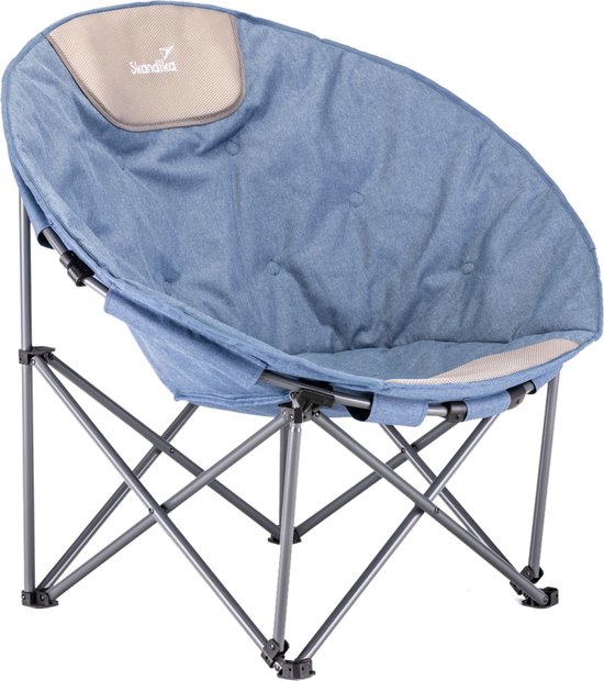 Skandika Kupari Moonchair – Campingstoel – Vouwstoel - Opvouwbare campingstoel, 150 kg gebruikersgewicht, zacht gevoerd, draagtas, comfortabele campingstoel, zithoogte 40 cm - Buiten, tuin, balkon – Maanstoel - 83 x 51 x 81 cm (BxDxH) – blauw van Skandika