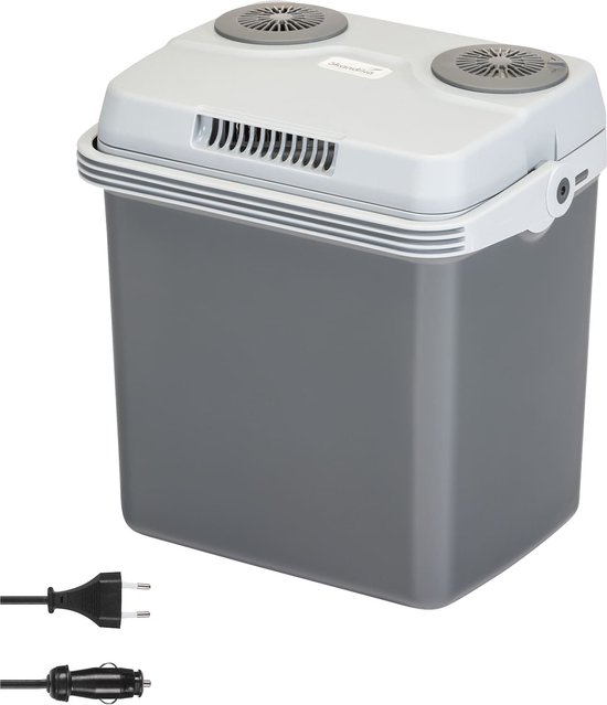 Skandika Leira 19 Liter Koelbox – Koelboxen - Elektrische koelbox voor auto en stopcontact, 12V, 220-240V, koel- en warmhoudfunctie, thermobox - Autokoelkast camping, festival, picknick [energieklasse E] – 39.8 x 29.8 x 42.2 cm (LxBxH) - grijs van Skandika