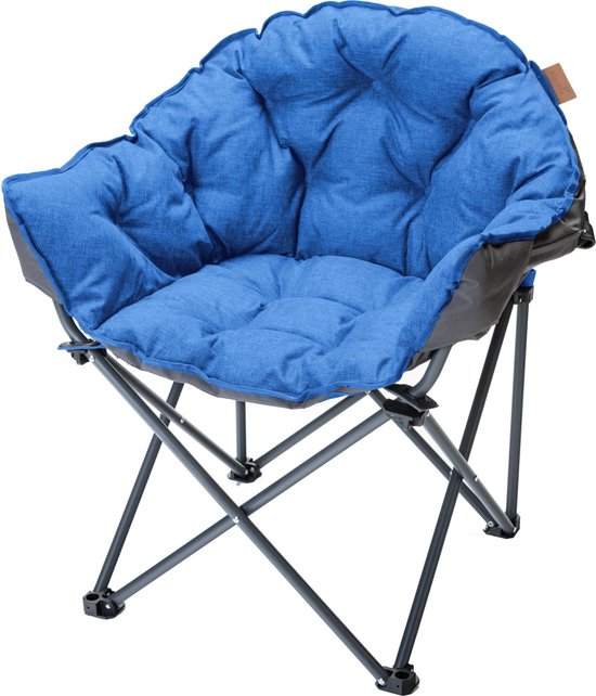 Skandika Moonchair Premium XL Gevoerde Campingstoel – Campingstoelen – Vouwstoel - Kampeerstoel - Grote, comfortabele, campingstoel opvouwbaar, ronde campingstoel, maanstoel voor tuin of camping - Rugleuning - Max. 150 kg, incl. draagtas – blauw van Skandika