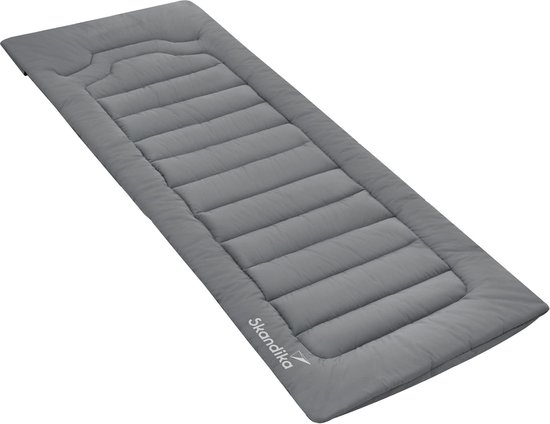 Skandika oplegmat voor ligbed – Slaapmat - Voor veldbed – Voor ligbed - Comfortabel, groot ligoppervlak, 203 x 76 cm, opvouwbaar - Polyester – Inclusief draagtas - 1.28 kg - Voor op de camping, tenten, festival, thuis – grijs van Skandika
