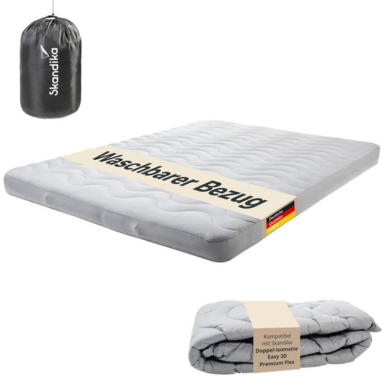 Skandika Overtrek voor dubbele isomat Easy 3D Premium Flex - matrastopper, 200 x 150 x 12 cm, polyestervulling, zacht, ademend, wasbaar, met ritssluiting, matrastopper, matrashoes van Merkloos