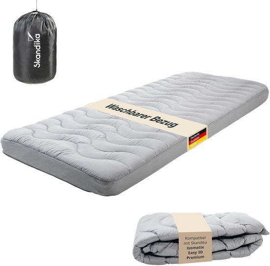 Skandika Overtrek voor isomat Easy 3D Premium - matrastopper, 195 x 80 x 10 cm, polyestervulling, zacht, ademend, wasbaar, met ritssluiting, matrastopper, matrashoes van Skandika