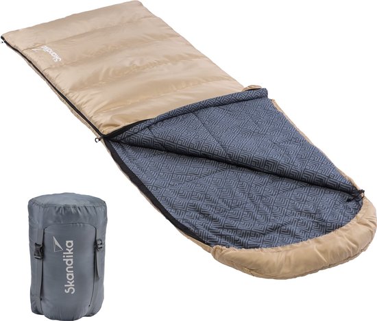 Skandika slaapzak Dundee flanel - Dekenmodel slaapzak van katoen voor volwassenen, koppelbaar, 3-seizoenen, tot -20°C, 220 x 80 cm | Winter outdoor camping wandelen (geel, rits rechts)