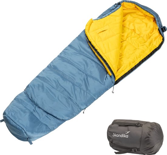 Skandika slaapzak Gjora Junior - Mummieslaapzak voor kinderen, 3-4 seizoenen, 190/160 × 50 cm, meegroeiend, nylon ripstop, compact, opbergzak | Outdoor & indoor kinderslaapzak, camping, wandelen