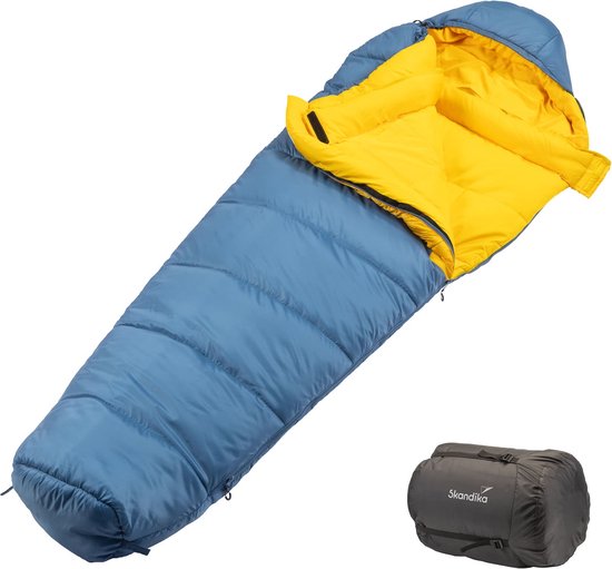 Skandika slaapzak Gjora - Mummieslaapzak voor volwassenen, 3-4 seizoenen, nylon ripstop, compact, waterafstotend, opbergzak | Outdoor, camping, wandelen, winter van Merkloos