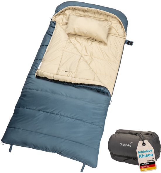 Skandika Slaapzak Oppdal 190 - dekenslaapzak voor volwassenen, 190 × 90 cm, 3 seizoenen, tot 7 °C, met hoofdeinde, compact, licht, rechthoekig, warm, kleine verpakkingsmaat, outdoor, kamperen, wandelen van Skandika