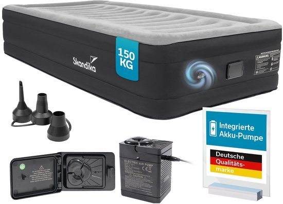 Skandika Sveja Flex/Plus/Premium Luchtmatras - luchtmatras, voor 1-2 personen, met pomp, max. 150-300 kg, transporttas, logeerbed, tent, camping (1 persoon, Flex) van Merkloos