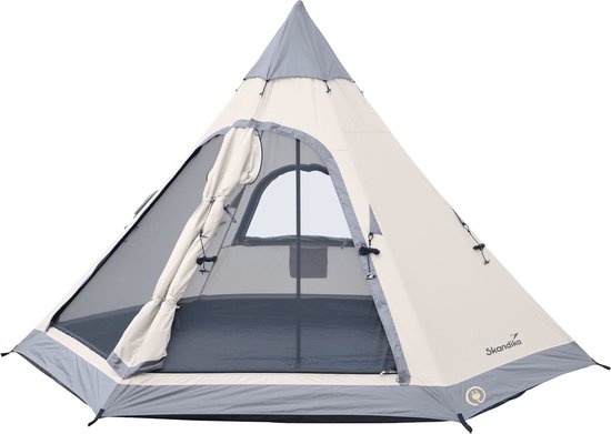 Skandika Tipi Tent Lavvu 335 Protect - Tent voor 4 personen, 2 m stahoogte, vastgenaaide tentvloer, 3000 mm waterkolom, UV 50+, festivaltent, indianentent, familietent | Outdoor, camping, glamping van Merkloos