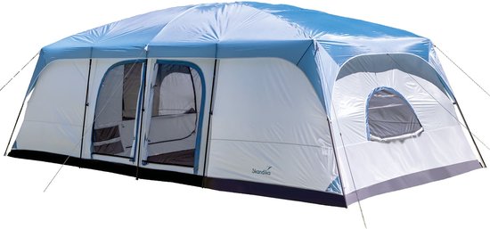 Skandika Tonsberg 10 personen - Kampeertent met single skin, meshdak, afneembare buitentent, stahoogte 2,6 m, vastgestikte tentvloer, 4000 mm waterkolom, muskietennet | Grote familietent van Merkloos