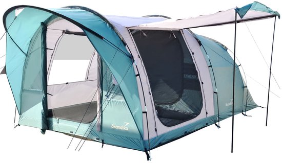 Skandika tunneltent Egersund 3 Sleeper Protect - Camping tent voor 3 personen, Sleeper-technologie, ingenaaide tentvloer, nachtzwarte slaapcabine, 2 m stahoogte, waterdicht, 5000 mm waterkolom van Merkloos