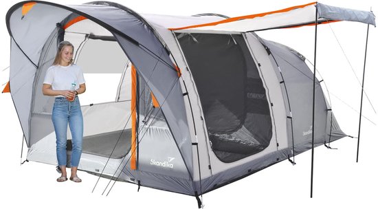 Skandika tunneltent Egersund 3 Sleeper Protect - Campingtent voor 3 personen, Sleeper-technologie, ingenaaide tentvloer, nachtzwarte slaapcabine, 2 m stahoogte, waterdicht, 5000 mm waterkolom van Merkloos