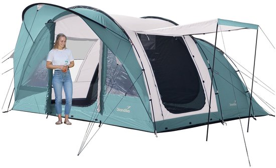 Skandika tunneltent Egersund 5 Sleeper Protect - Kampeertent voor 5 personen, ingenaaide tentvloer, donkere slaapcabine, 2 m stahoogte, waterdicht, 5000 mm waterkolom | Kampeertent, familietent van Merkloos