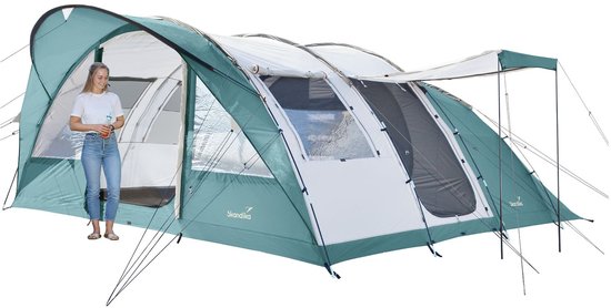 Skandika tunneltent Egersund voor 7 personen - Kampeertent met Sleeper-technologie, ingenaaide tentvloer, nachtzwarte slaapcabine, 2 m stahoogte, waterdicht, 5000 mm waterkolom | Outdoor van Skandika