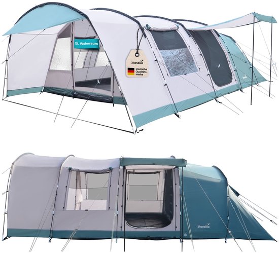 Skandika tunneltent Hafslo 6 XL Sleeper Protect - Campingtent voor 6 personen, Sleeper-technologie, ingenaaide tentvloer, luifel, 5000 mm waterkolom | Grote familietent, tent, outdoor, camping