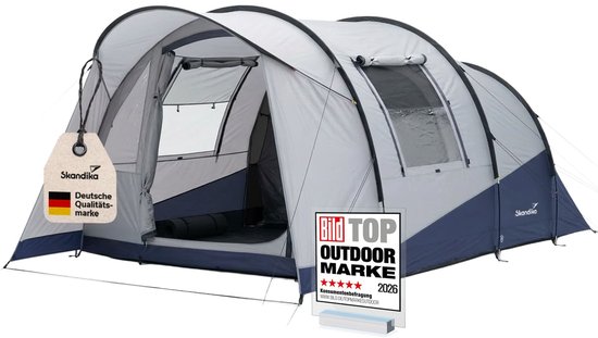 Skandika tunneltent Isken 3 - Kampeertent voor 3 personen, ramen met muggennet, ingenaaid grondzeil, zwarte slaapcabine, waterdicht met een waterkolom van 3000 mm, luifel | Tent kamperen, festival, outdoor van Merkloos