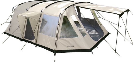 Skandika tunneltent Nordland Sleeper voor 6 personen - Skandika Sleeper slaapcabine, tent met ingenaaide tentvloer, waterdicht, 5000 mm, 2 m stahoogte | Camping, kampeertent (grijs Sleeper)