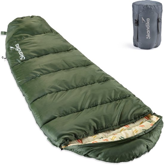 Skandika Vegas Junior Slaapzak – Mummieslaapzakken – Slaapzakken kinderen – Mummieslaapzak - Zachte binnenvoering, waterafstotend - 170x70 cm – Draagtas meegeleverd - Comfortbereik 12 tot 3°C - Max. Lichaamslengte 140 cm - kampeerslaapzak - groen