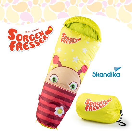 Skandika Zorgeneter Molly Kinderslaapzak - Mummieslaapzakken – Slaapzak kinderen - Polyester, luxe kwaliteit, comfortabele hoofdgedeelte, draagtas meegeleverd, tot -12°C - 170 x 70 cm - Outdoor kampeerslaapzak – Max. Lichaamslengte 140 cm - geel van Skandika