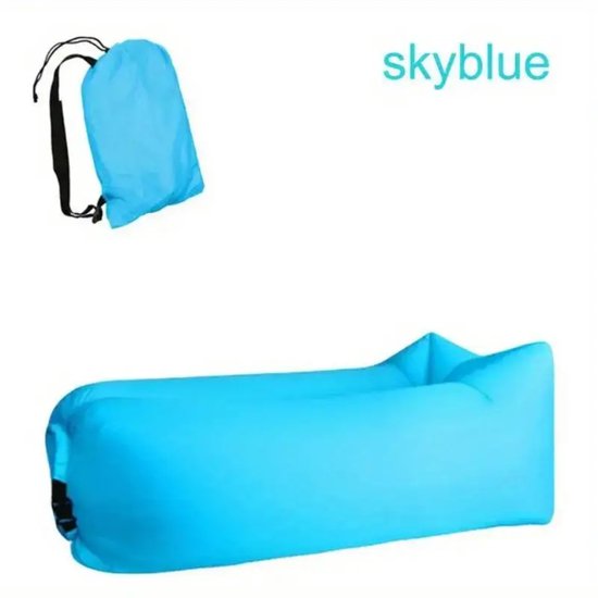 Sky Blue Opblaasbare Sofa – Draagbare Luchtbank voor Camping & Strand van Merkloos