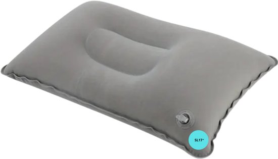SL17 Ergonomisch Reiskussen - Opblaasbaar Kussen - Ideaal voor op Reis - Grijs Design van Merkloos