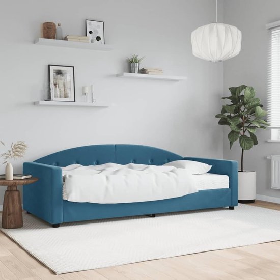 Slaapbank met matras - Bank bed - Gasten ontvangen - 2-in-1 ontwerp - 90 x 200 cm - Blauw