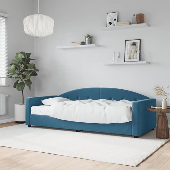 Slaapbank met matras - Dagbed bank - Gasten ontvangen - 2-in-1 functie - 90 x 200 cm - Blauw