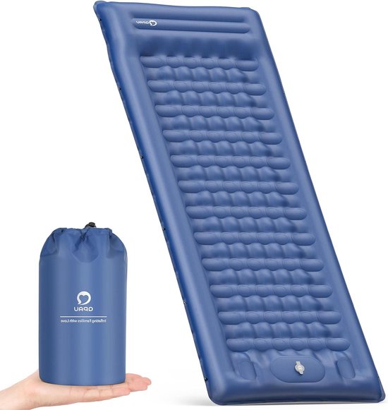 Slaapmat - 10 cm extra dikke kampeer matras 176 x 76 cm - verbeterde ondersteuning met ingebouwde voetpomp - blauw van Cascade Designs