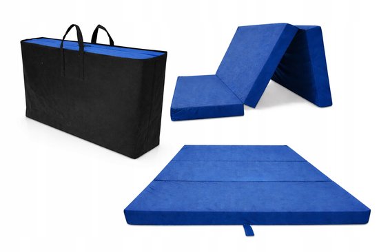 Slaapmat 2 Persoons 200 x 120 x 10 cm – Opvouwbaar Campingmatras met Draagtas – Dikke Ligmat voor Camping, Tent en Logeren, blauw van Merkloos