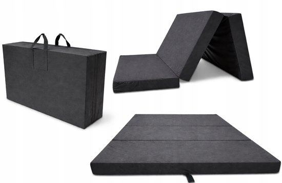 Slaapmat 2 Persoons 200 x 120 x 10 cm – Opvouwbaar Campingmatras met Draagtas – Dikke Ligmat voor Camping, Tent en Logeren, grijs van Merkloos