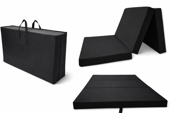 Slaapmat 2 Persoons 200 x 120 x 10 cm – Opvouwbaar Campingmatras met Draagtas – Dikke Ligmat voor Camping, Tent en Logeren, zwart van Merkloos