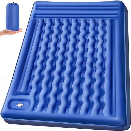 Slaapmat 2 persoons - Zelfopblazend door Ingebouwde Voetpomp - Slaapmatje - Camping Matras - Camping Bedje - Opvouwbaar Logeer Matras - Luchtbed - Luchtmatras - 2 Persoons - Blauw van Merkloos