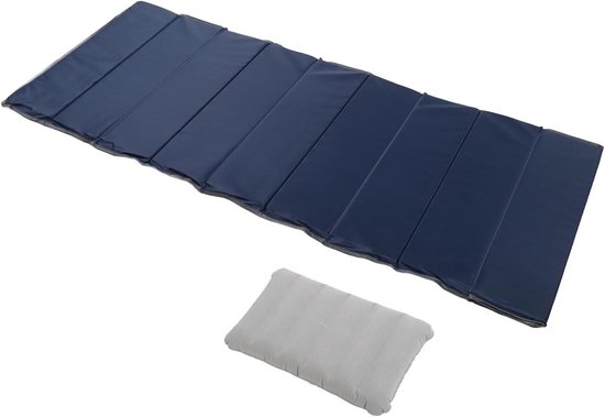 Slaapmat Campingmat - Opvouwbaar Kussen - Comfortabel Slapen - Draagbaar Opbergbaar - 190 cm Lengte - Donkerblauw