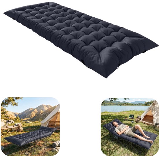 Slaapmat - campmat - reismat - eenpersoonsmatras - tentkussen - met antislipbanden - goede isolatie - zacht - wasbaar - woonaccessoire - geschikt voor kamperen, ligstoelen, reizen (zwart, 200*80cm)