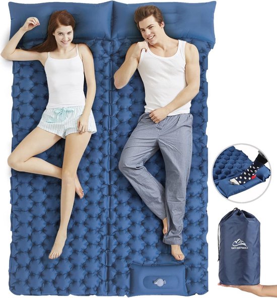 Slaapmat Dubbel Met Kussen Lichtgewicht Camping Matras - Voetpomp Draagbaar Outdoor Pad voor Wandelen Reizen Backpacken Strand van Parble