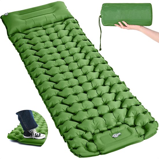 Slaapmat - Groen - Zelfopblazend - Slaapmatje lichtgewicht - Stabiliteit en Gewichtsverdeling - Slaapmat - Slaapmat Zelfopblazend - Slaapmatje - Slaapmatje 1 Persoons van LifeGoods