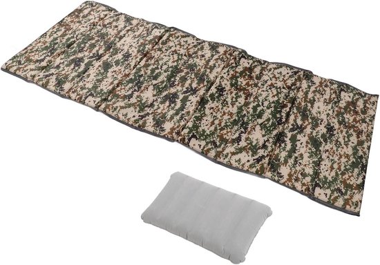 Slaapmat - Kampeermat Ligmat - Comfortabel Slapen - Ingebouwd Kussen - 190 x 70 cm - Camouflage