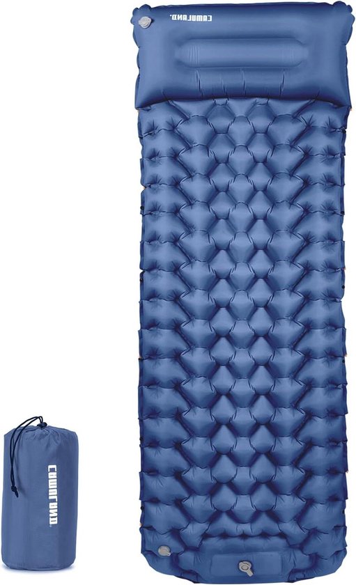 Slaapmat Kamperen - Luchtbed Backpacken - Buiten Slapen - Zelfopblazend - 77 x 28 Inch - Oranje Blauw