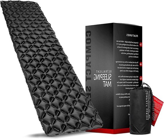 Slaapmat Kamperen - Slaapkussen Luchtmatras - Buiten slapen - Extra dikke vulling - 190x56cm - Zwart