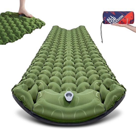 Slaapmat Kamperen Zelfopblazend Ultralicht buitenverdikt groot luchtbed Tent Opblaasbaar matras Dikke opvouwbare zelfopblaasbare slaapmat met kussen Thermische Iso-mat voor trekkingstrand van Merkloos