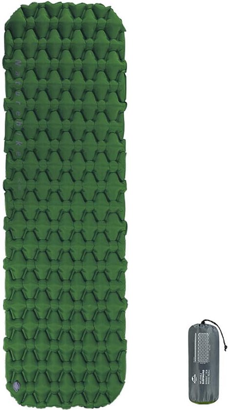 Slaapmat, lichtgewicht, enkele slaapmatten, 6,5 cm dik, opblaasbaar luchtkussen, buiten, compact en vochtbestendig voor wandelen, backpacken, kamperen (legergroen) van Forceatt